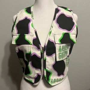 NWOT Goguy cow print zip-up vest